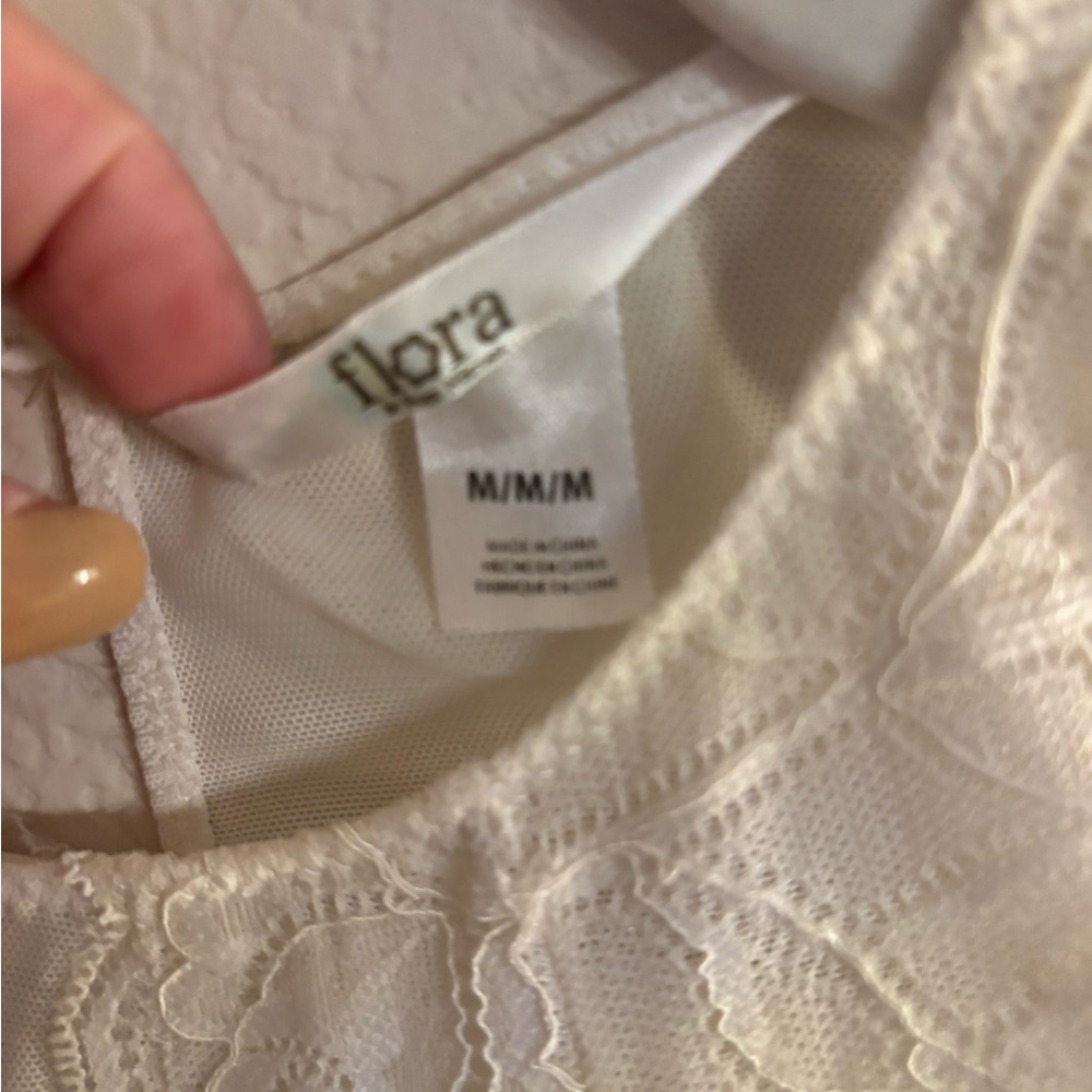 Flora by Flora Nikrooz Stretch Lace Mesh Bodysuit in Ivory, Size M, Never Worn! - Picture 3 of 5